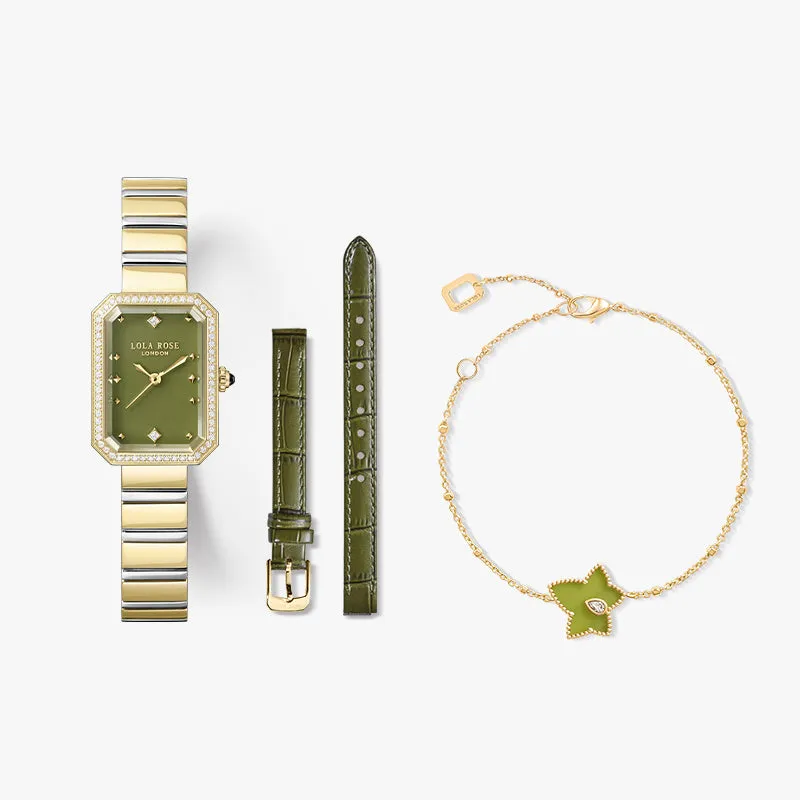 New Ms. Lola Green Onyx Watch with Two Strap Set & Bracelet Gift Set sold by Lola Rose