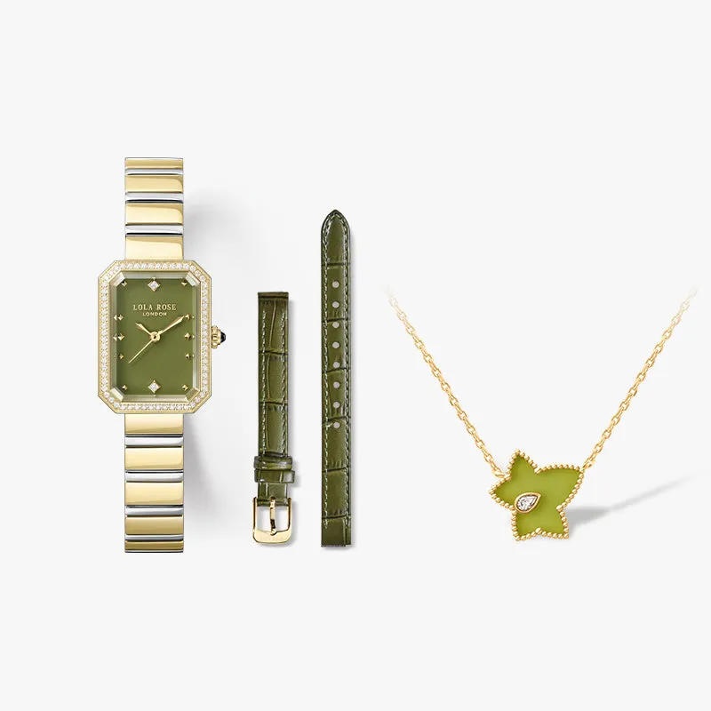 New Ms. Lola Green Onyx Watch with Two Strap Set & Necklace Gift Set sold by Lola Rose