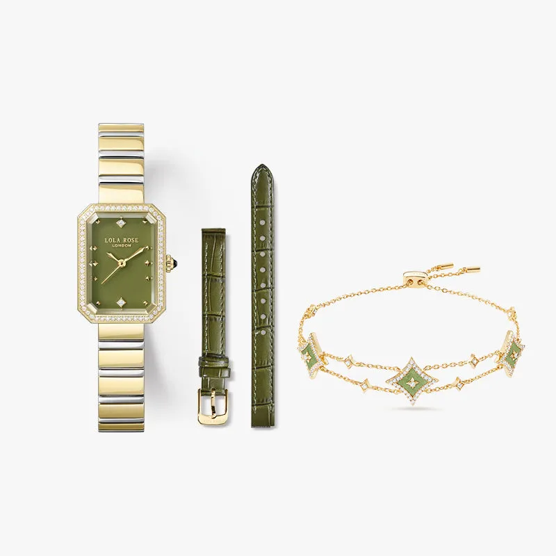 New Ms. Lola Green Onyx Watch with Two Strap Set & Bracelet Gift Set sold by Lola Rose