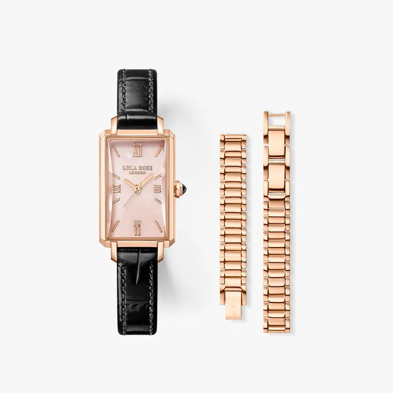 Slender Waist Light Pink Jelly Stone Watch with Two Strap Set sold by Lola Rose