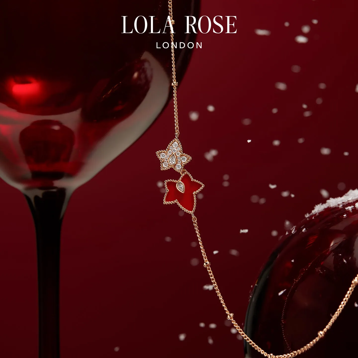 Red Carnelian Bead Necklace, 2-leaf motif sold by Lola Rose product image thumbnail 4