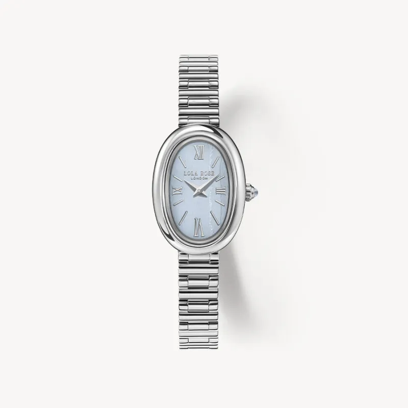 Mirror Blue Lace Agate Watch with Quick Release Strap made by Lola Rose