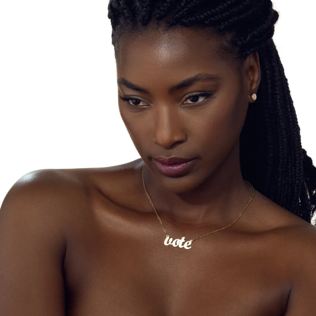 "Vote" Script Nameplate Necklace sold by Mad Fine product image thumbnail 2