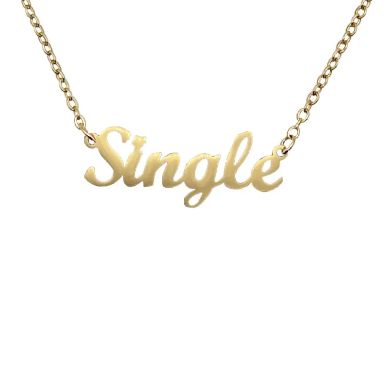 "Single" Script Nameplate Necklace sold by Mad Fine