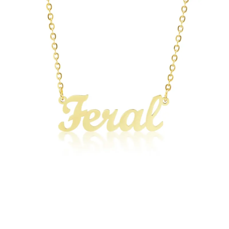 "feral" Script Nameplate Necklace sold by Mad Fine