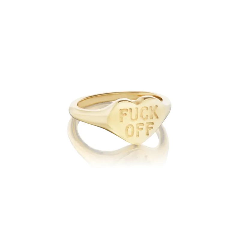 "F*ck Off" Ring in Solid 10k Gold sold by Mad Fine