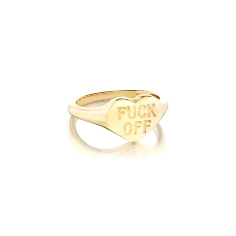 Gold "Fuck Off" Ring sold by Mad Fine