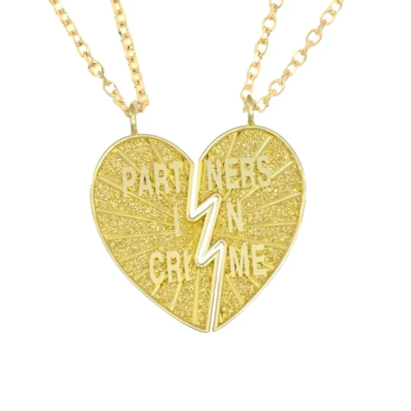 Gold Broken Heart Necklace Set - 'Partners in Crime' sold by Mad Fine