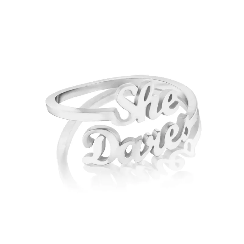 "She Dares" Silver Ring sold by Mad Fine