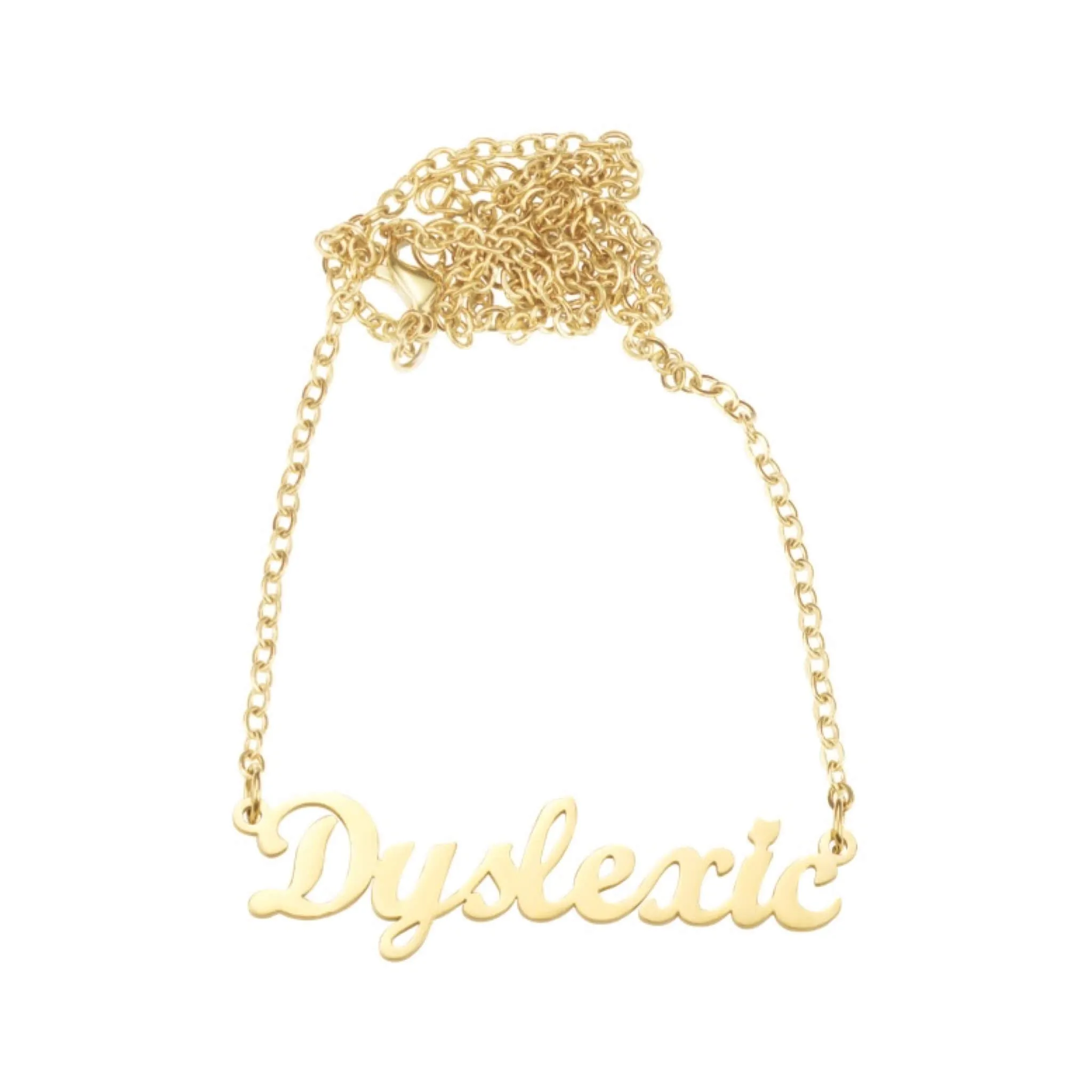 "Dyslexic" Script Nameplate sold by Mad Fine