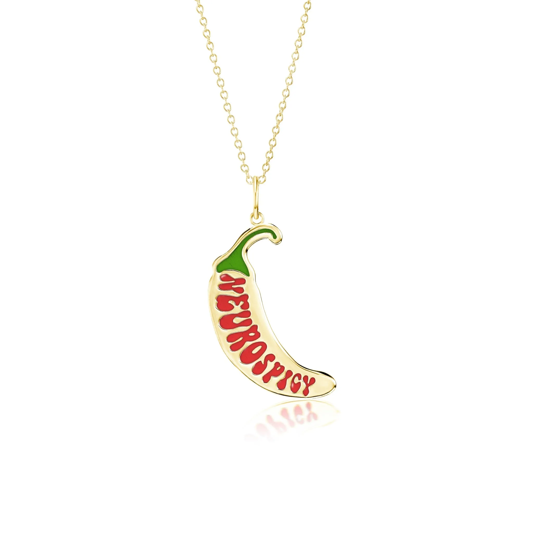 Gold 'Neurospicy' Pepper Pendant sold by Mad Fine