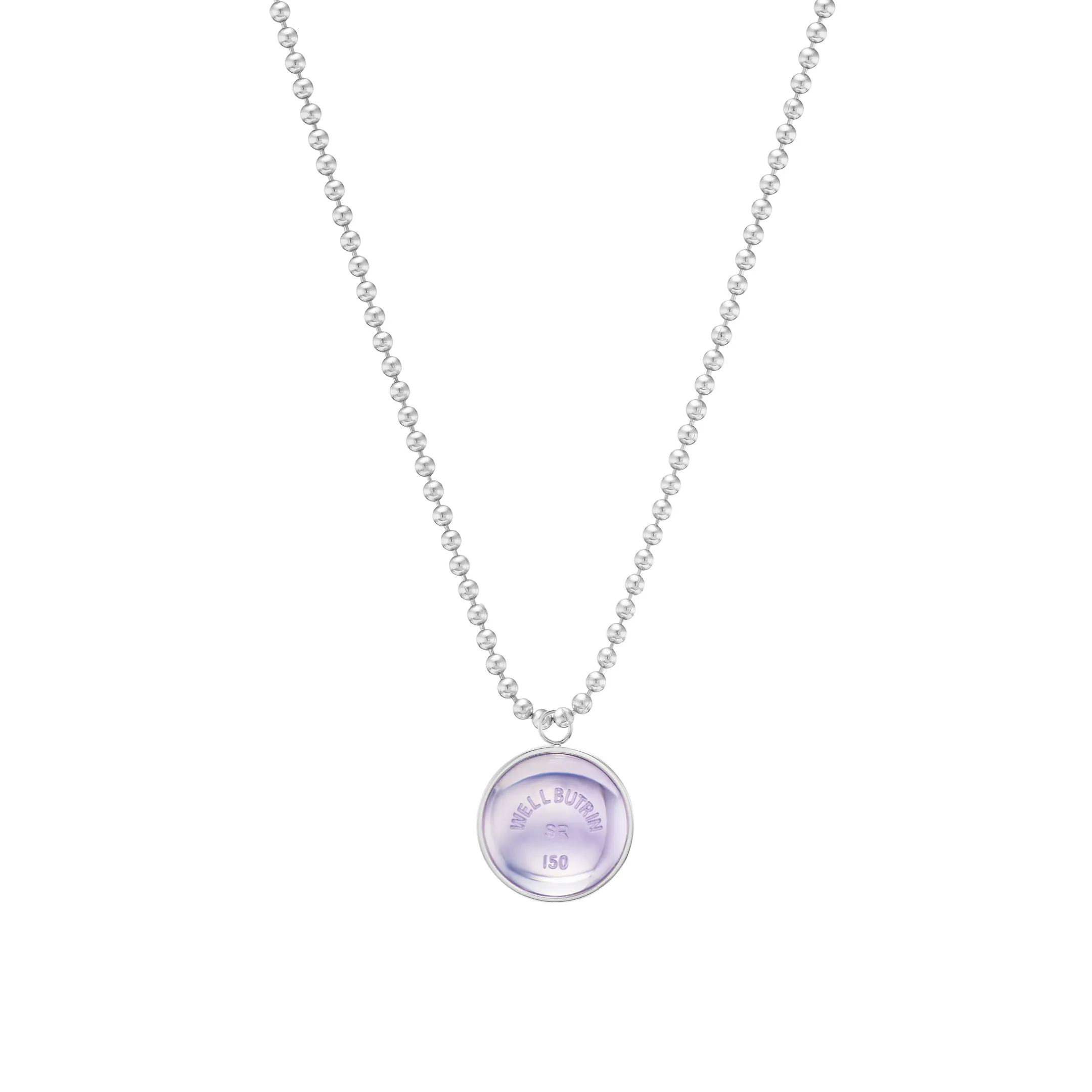 Silver Domed Lavender Quartz Wellbutrin Pendant sold by Mad Fine product image thumbnail 3