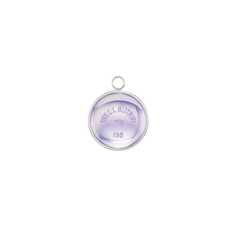 Silver Domed Lavender Quartz Wellbutrin Pendant sold by Mad Fine