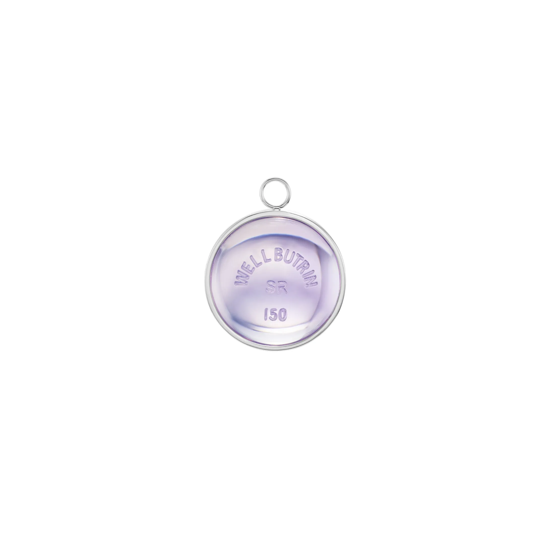 Silver Domed Lavender Quartz Wellbutrin Pendant sold by Mad Fine