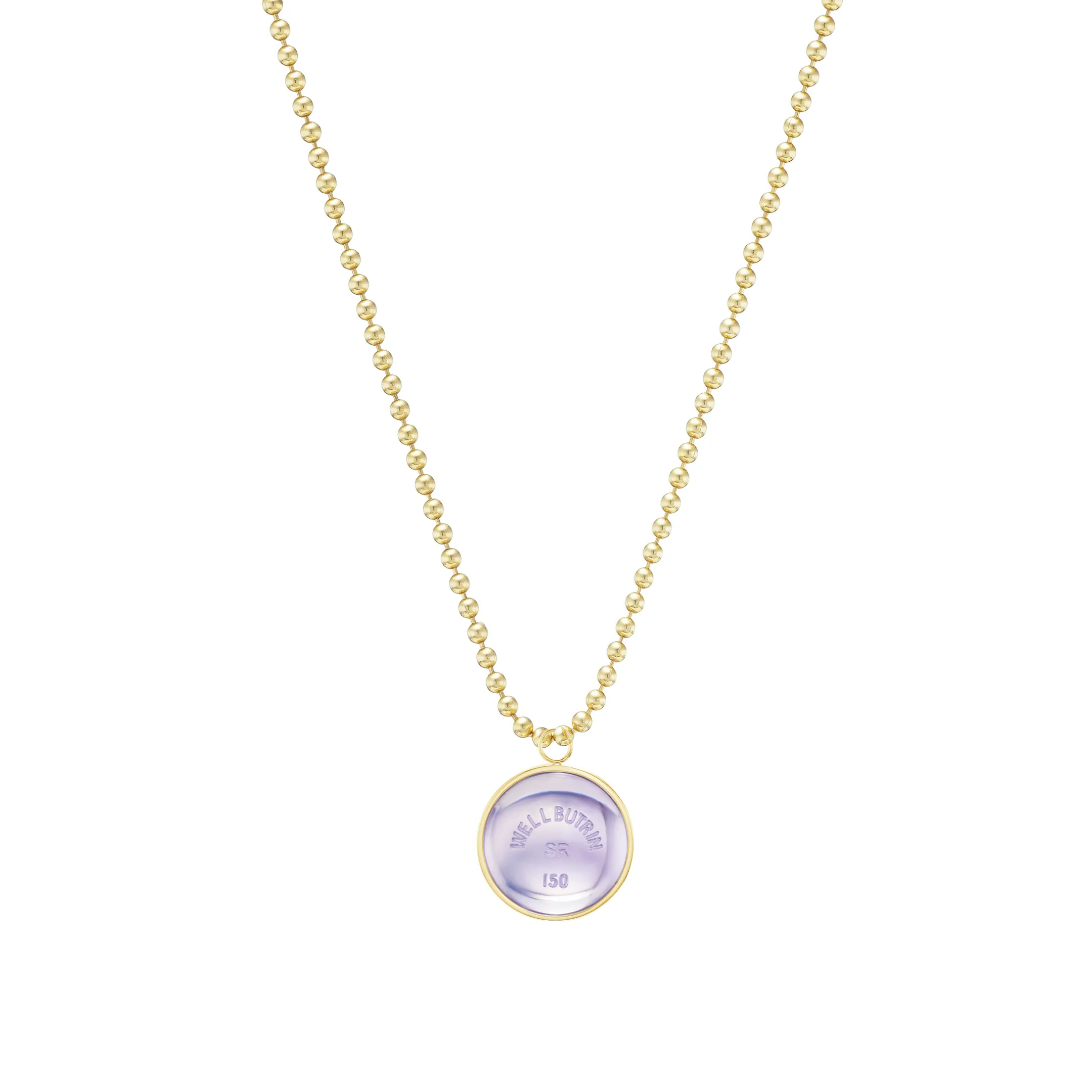 Gold Domed Lavender Quartz Wellbutrin Pendant sold by Mad Fine product image thumbnail 3