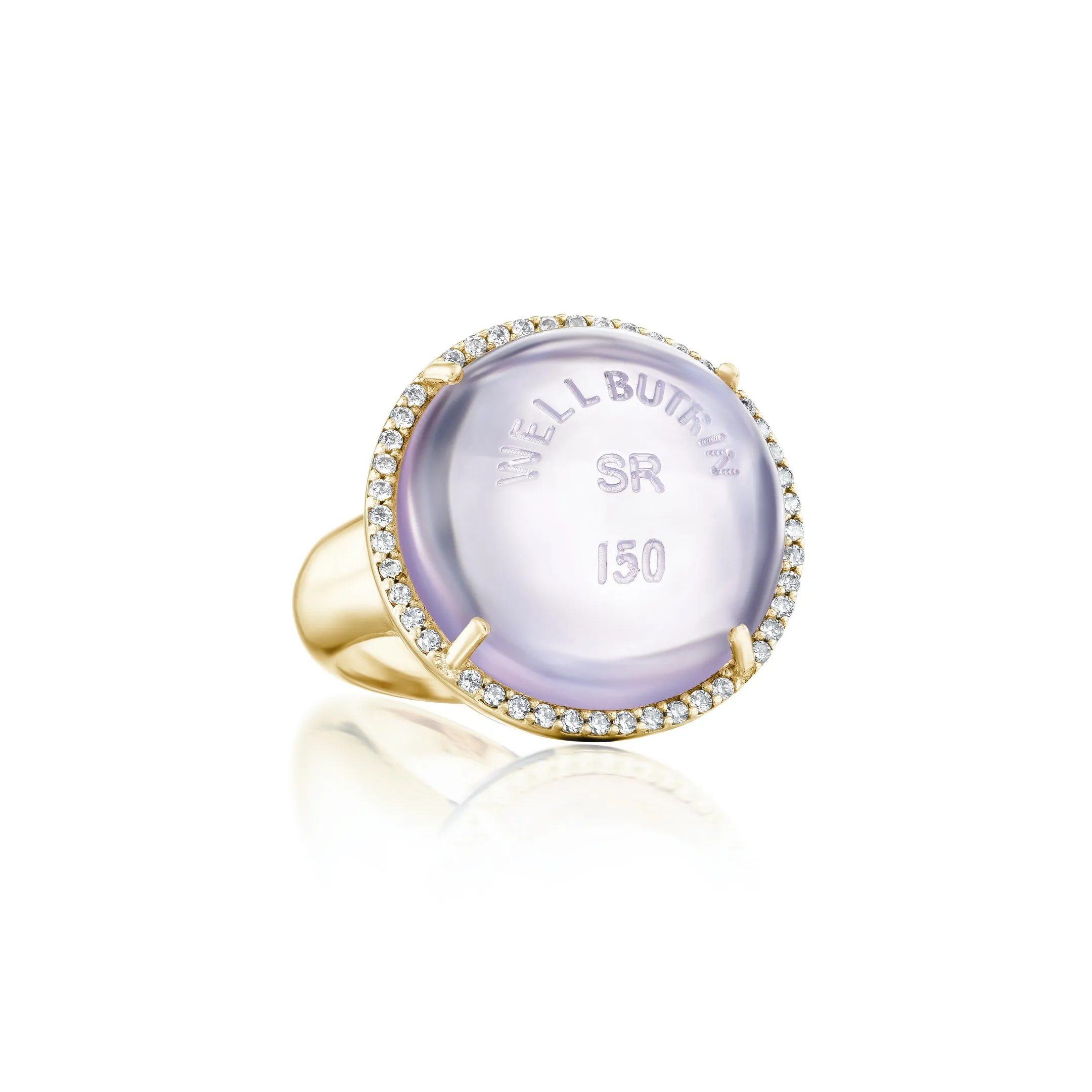 Gold Wellbutrin Cocktail Ring with Pavé Gemstones sold by Mad Fine