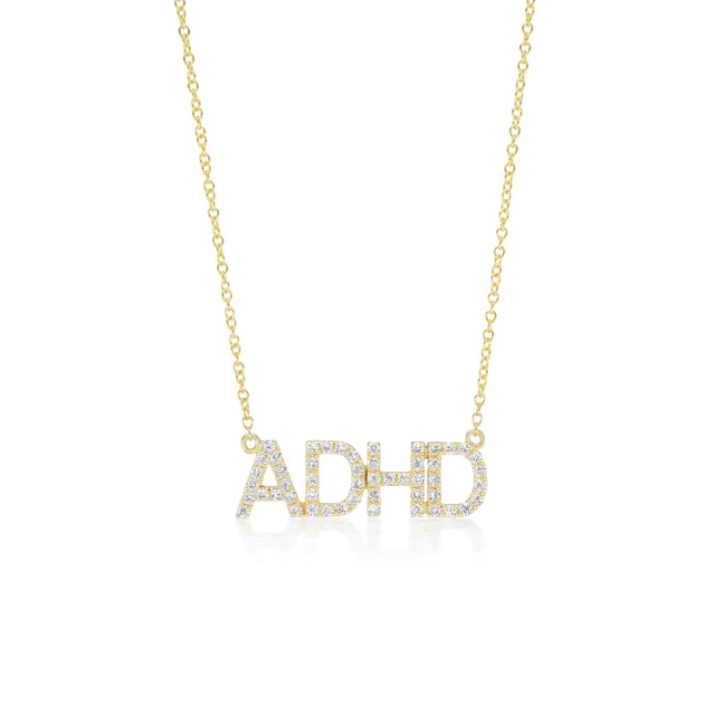 Mini "ADHD" Diamond Nameplate sold by Mad Fine