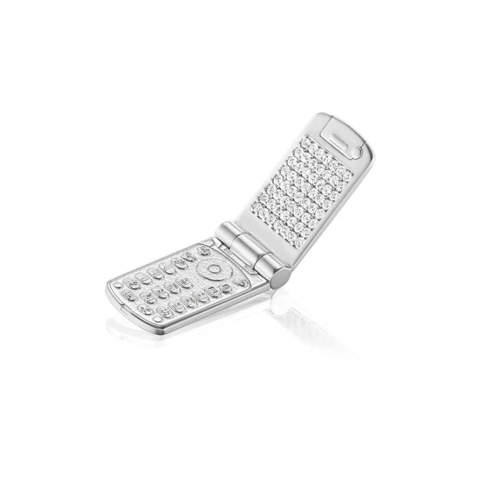 Silver Flip Phone Pendant sold by Mad Fine