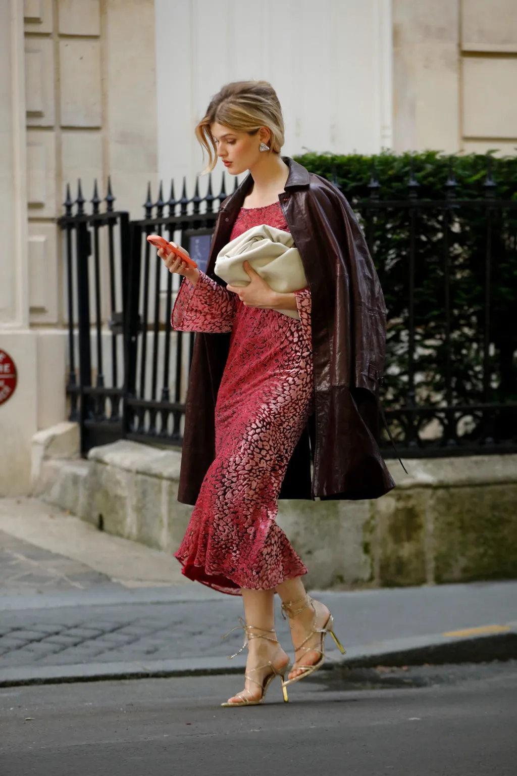 Leopard devoré-velvet long dress with inner slip - Pink sold by Pheme Paris product image thumbnail 4