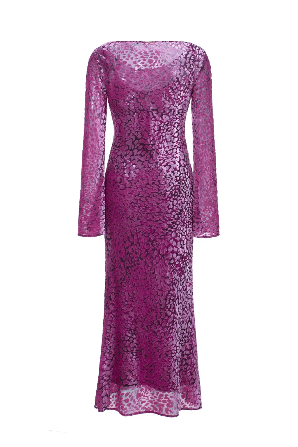 Leopard devoré-velvet long dress with inner slip - Pink sold by Pheme Paris product image thumbnail 3