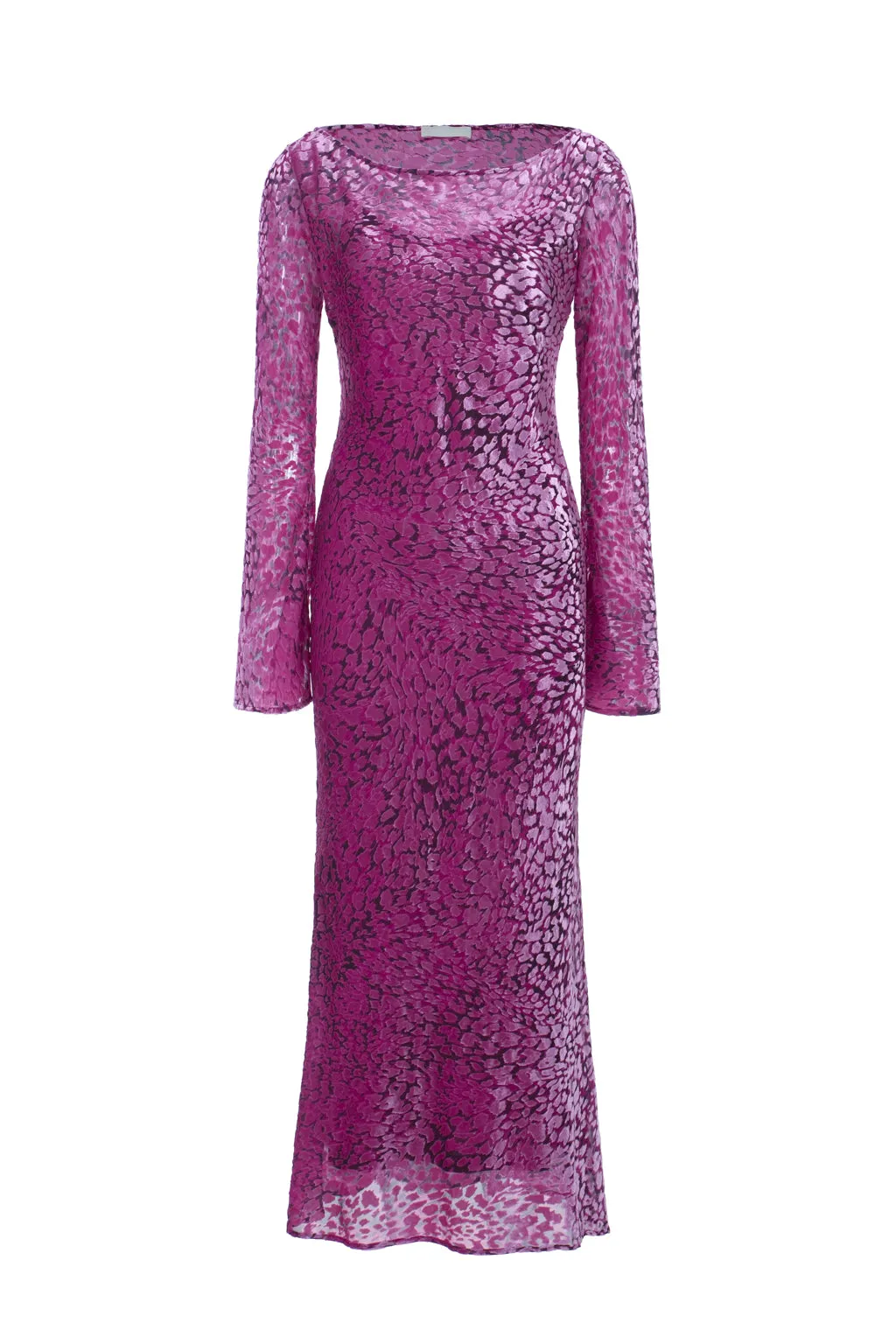 Leopard devoré-velvet long dress with inner slip - Pink sold by Pheme Paris product image thumbnail 2