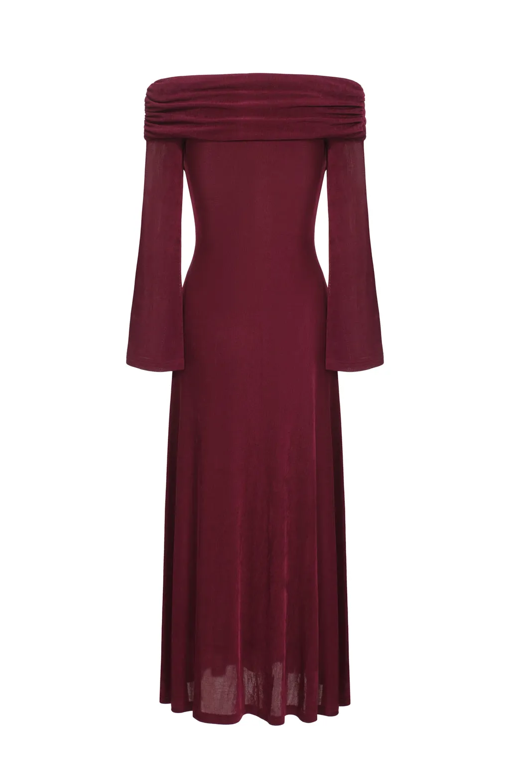 Off-the-shoulder drape dress with orchid brooch - Fuchsia sold by Pheme Paris product image thumbnail 3