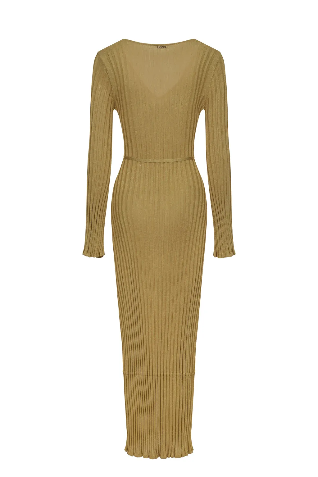 Shimmer ribbed knit maxi dress - Gold sold by Pheme Paris product image thumbnail 3