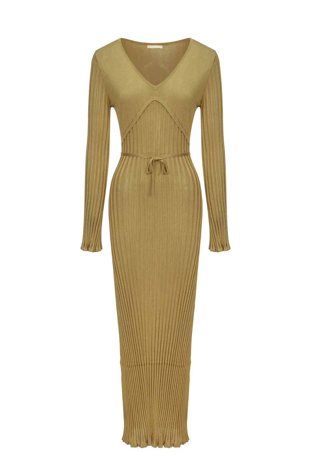 Shimmer ribbed knit maxi dress - Gold sold by Pheme Paris product image thumbnail 2