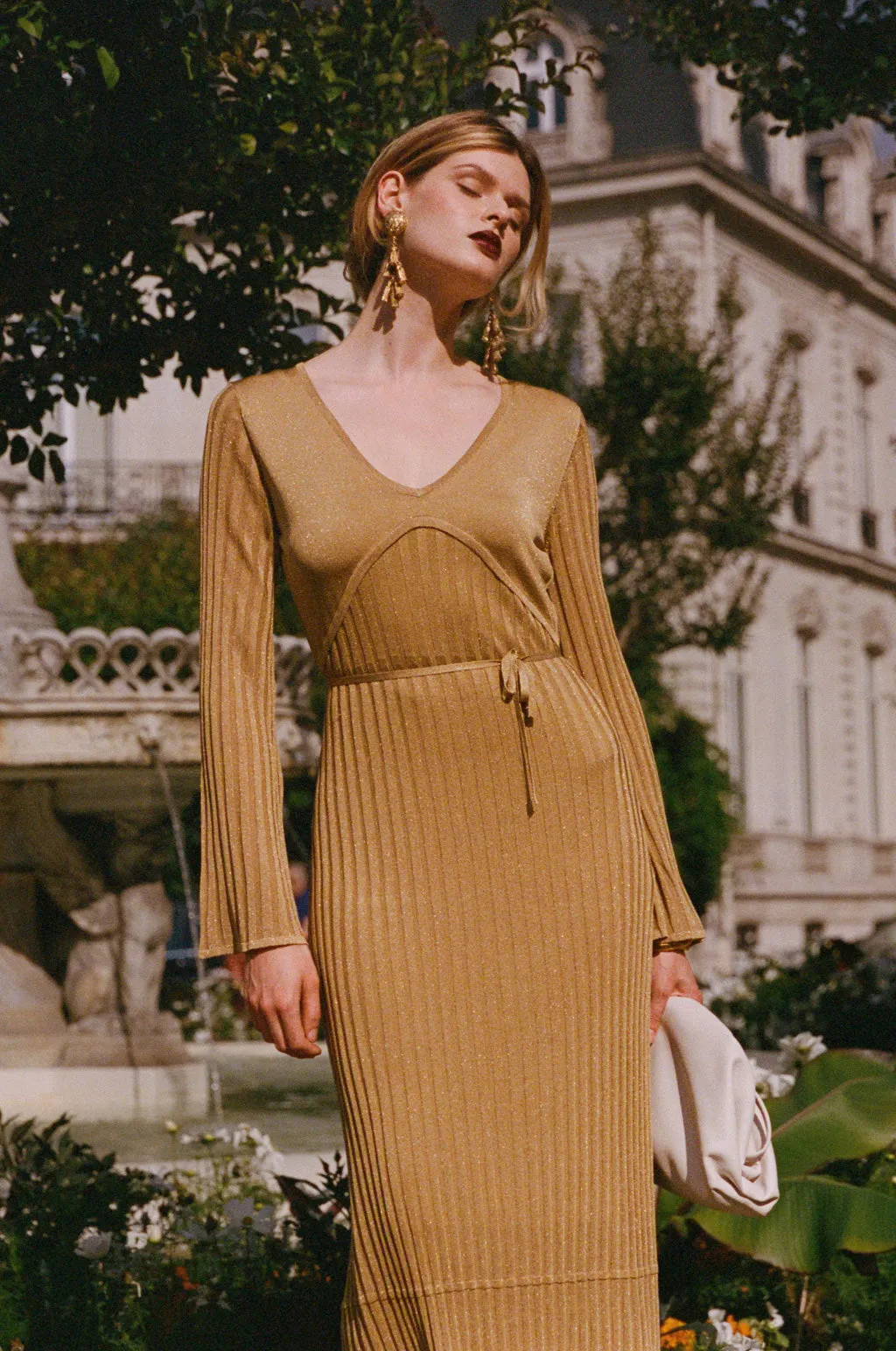 Shimmer ribbed knit maxi dress - Gold sold by Pheme Paris product image thumbnail 5