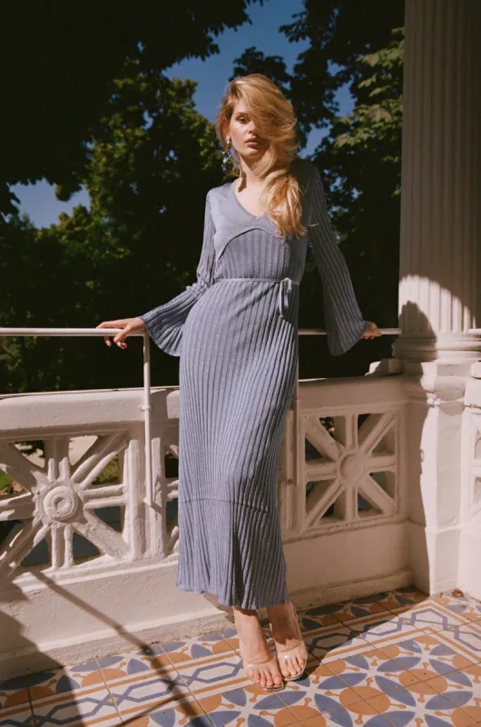 Shimmer ribbed knit maxi dress - Blue sold by Pheme Paris