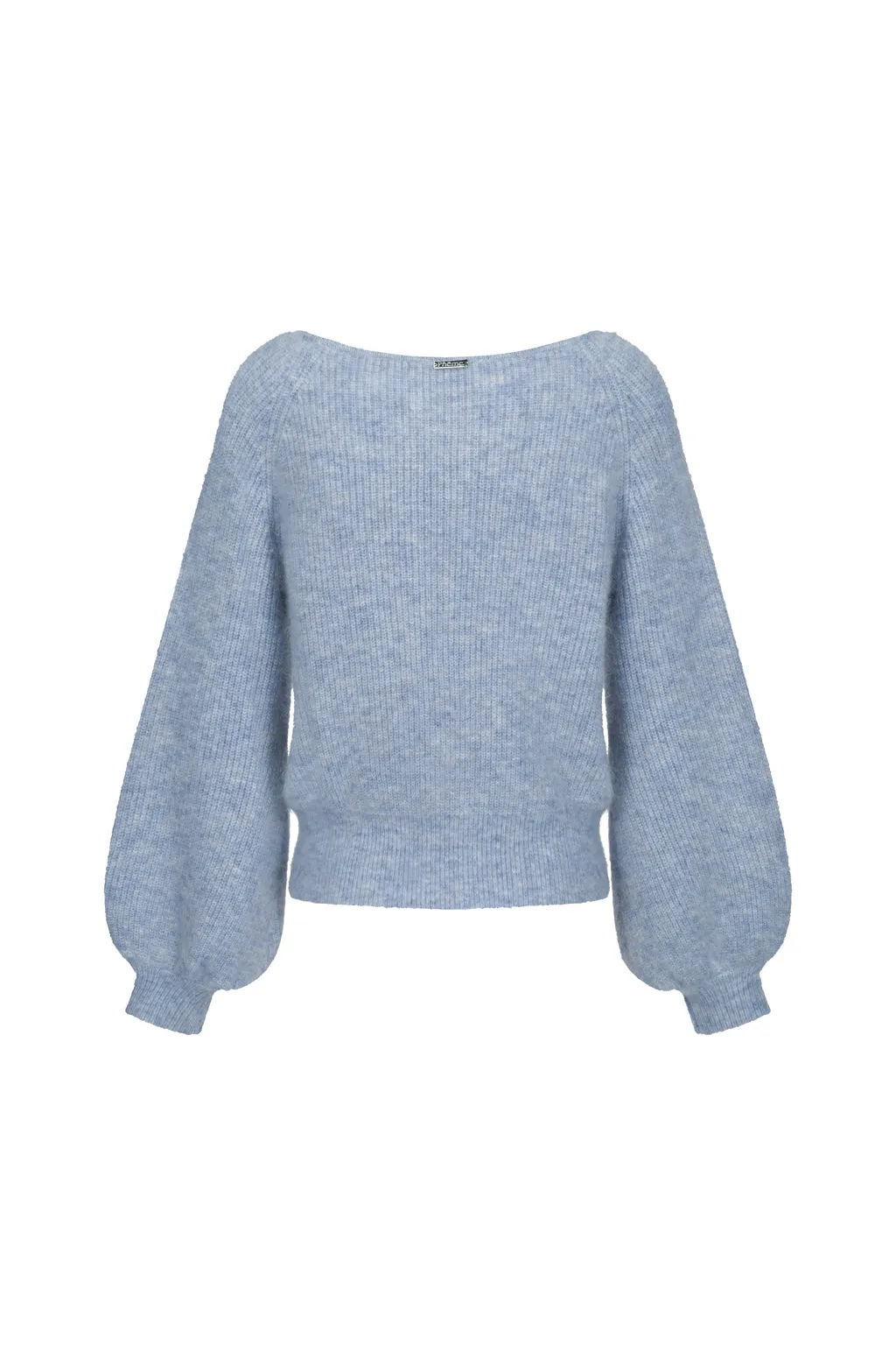 Mohair and wool sweater with belt buckle - Lilac blue sold by Pheme Paris product image thumbnail 3