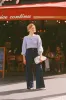 Mohair and wool sweater with belt buckle - Lilac blue sold by Pheme Paris