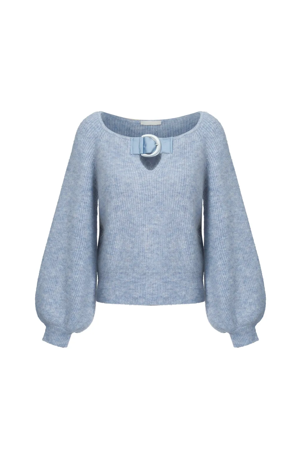 Mohair and wool sweater with belt buckle - Lilac blue sold by Pheme Paris product image thumbnail 2