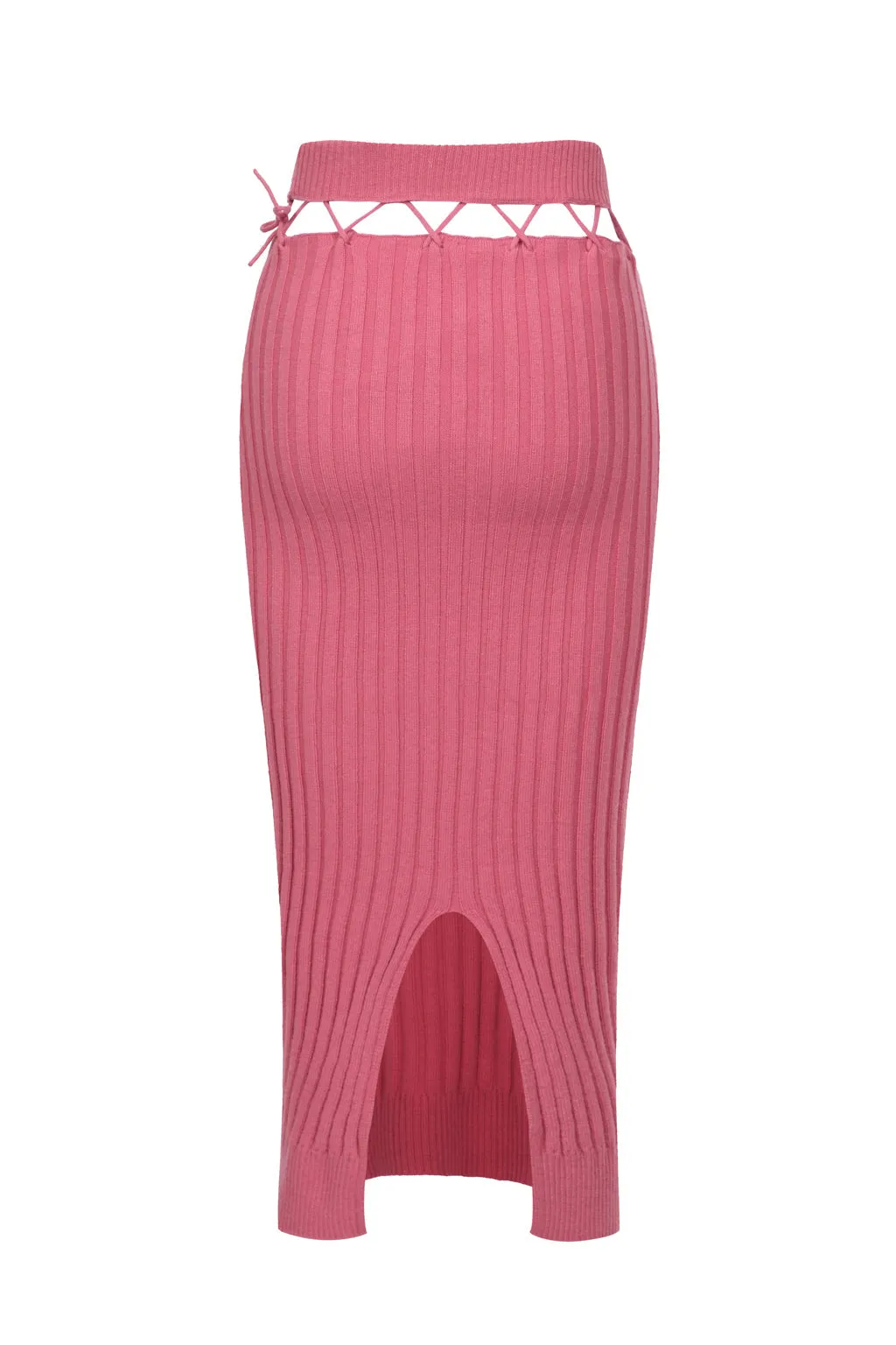 Belted Suspended Midi Skirt in Wool Blend - Berry Pink sold by Pheme Paris product image thumbnail 3