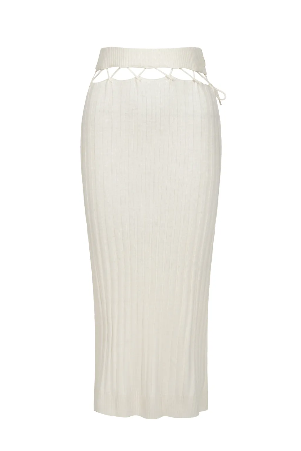 Belted Suspended Midi Skirt in Wool Blend - Beige sold by Pheme Paris product image thumbnail 2