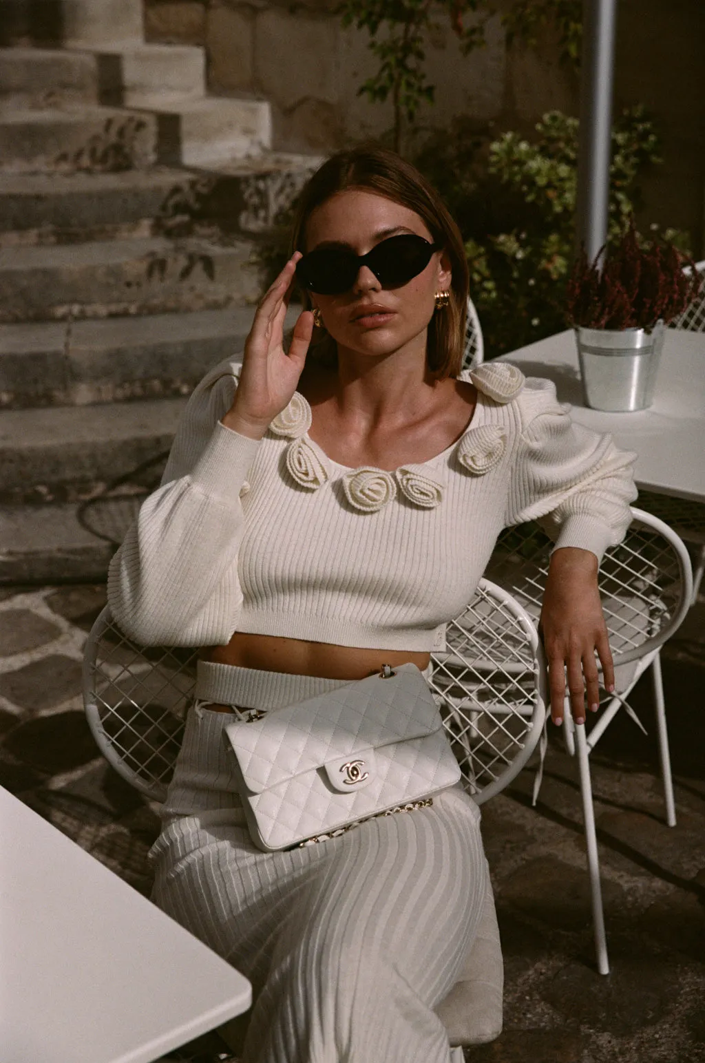 Belted Suspended Midi Skirt in Wool Blend - Beige sold by Pheme Paris product image thumbnail 4