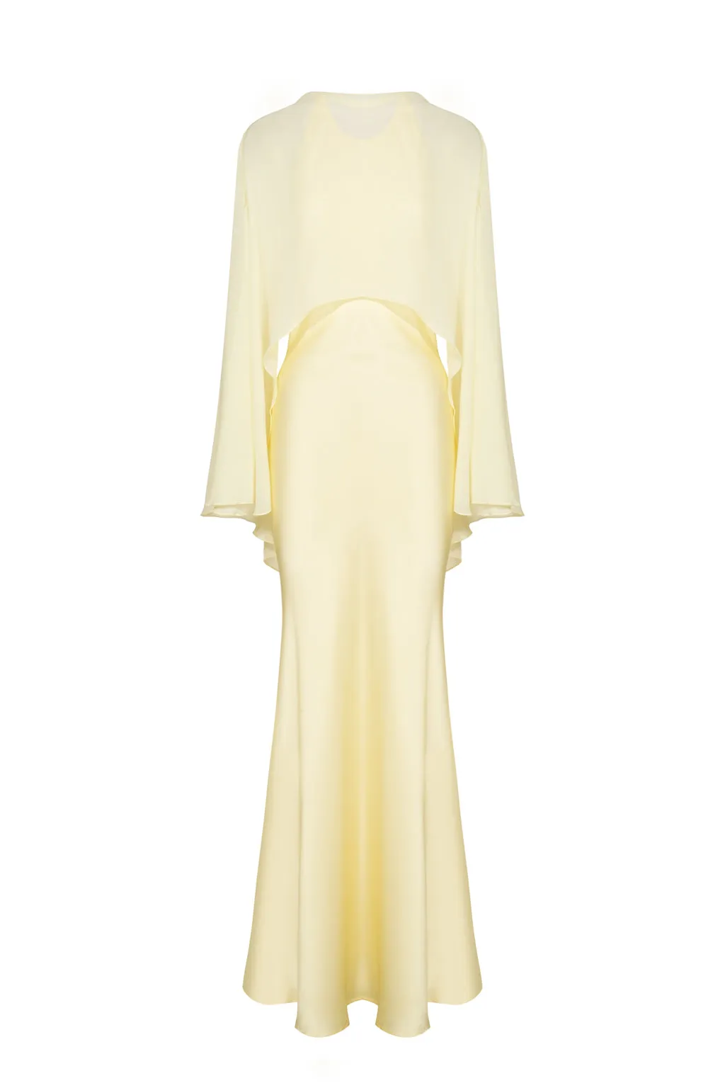 Long satin dress with chiffon stole - yellow sold by Pheme Paris product image thumbnail 2