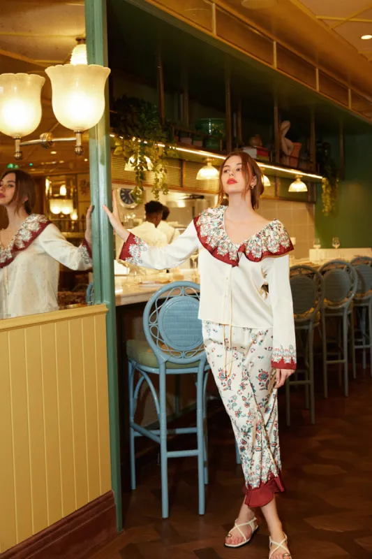 Printed straight-leg pants - vintage flower sold by Pheme Paris
