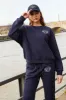 Embroidered cotton blend jersey sweatpants - navy blue sold by Pheme Paris