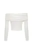 Off-shoulder ruched crossed stretch Lyocell top - off white sold by Pheme Paris