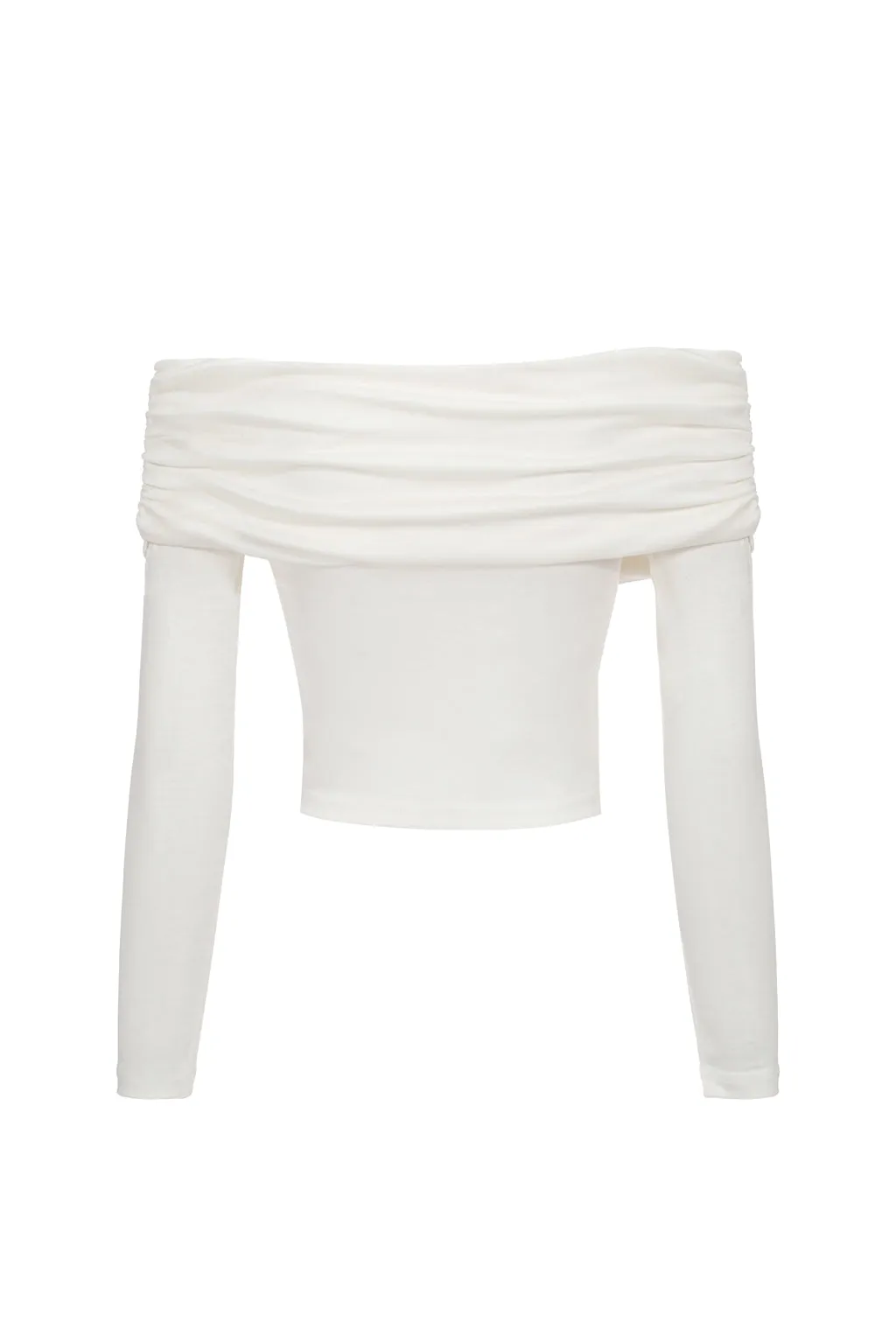 Off-shoulder ruched crossed stretch Lyocell top - off white sold by Pheme Paris product image thumbnail 3