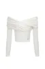 Off-shoulder ruched crossed stretch Lyocell top - off white sold by Pheme Paris