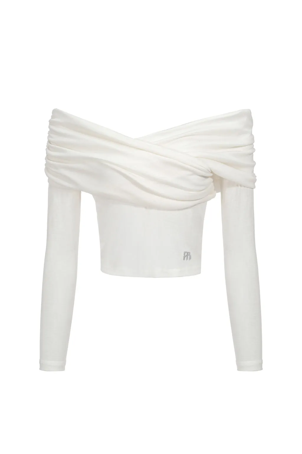 Off-shoulder ruched crossed stretch Lyocell top - off white sold by Pheme Paris product image thumbnail 2