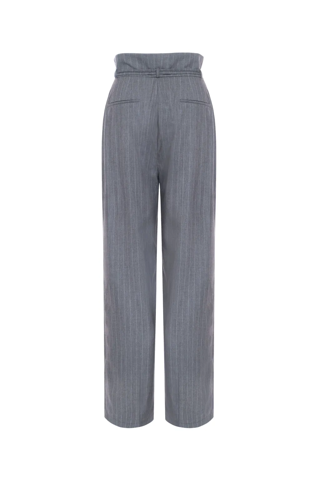 High-waisted pleated straight-leg pants with stripe - grey sold by Pheme Paris product image thumbnail 3