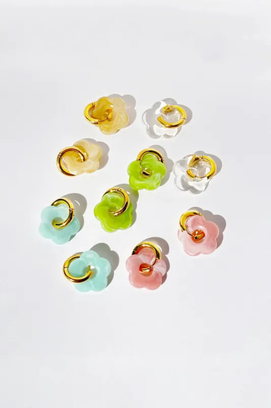 Flower hoop earrings sold by Pheme Paris