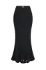 Mohair-blend long skirt with crocheted flowers - black sold by Pheme Paris