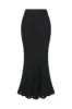 Mohair-blend long skirt with crocheted flowers - black sold by Pheme Paris