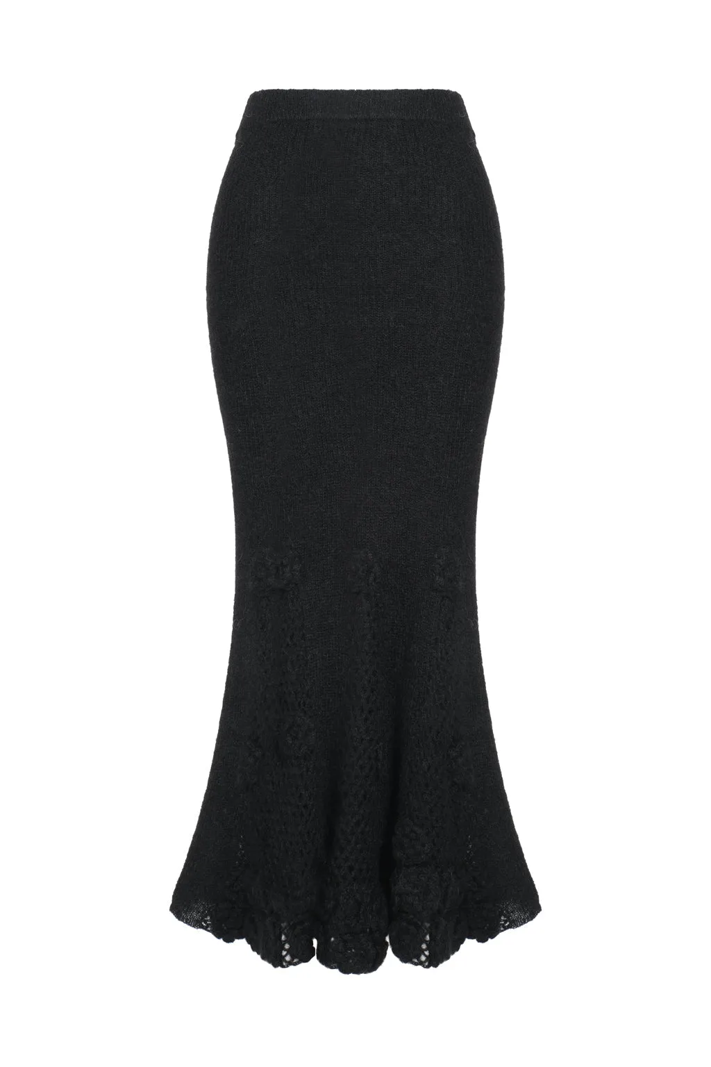 Mohair-blend long skirt with crocheted flowers - black sold by Pheme Paris product image thumbnail 2