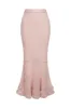 Mohair-blend long skirt with crocheted flowers - pinky beige sold by Pheme Paris