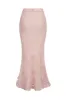 Mohair-blend long skirt with crocheted flowers - pinky beige sold by Pheme Paris